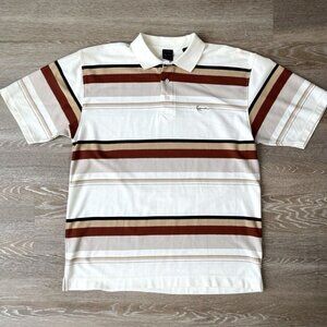 Kani Gold Striped Polo Shirt White Golden Short-Sleeve Classic Fit Men's Size XL